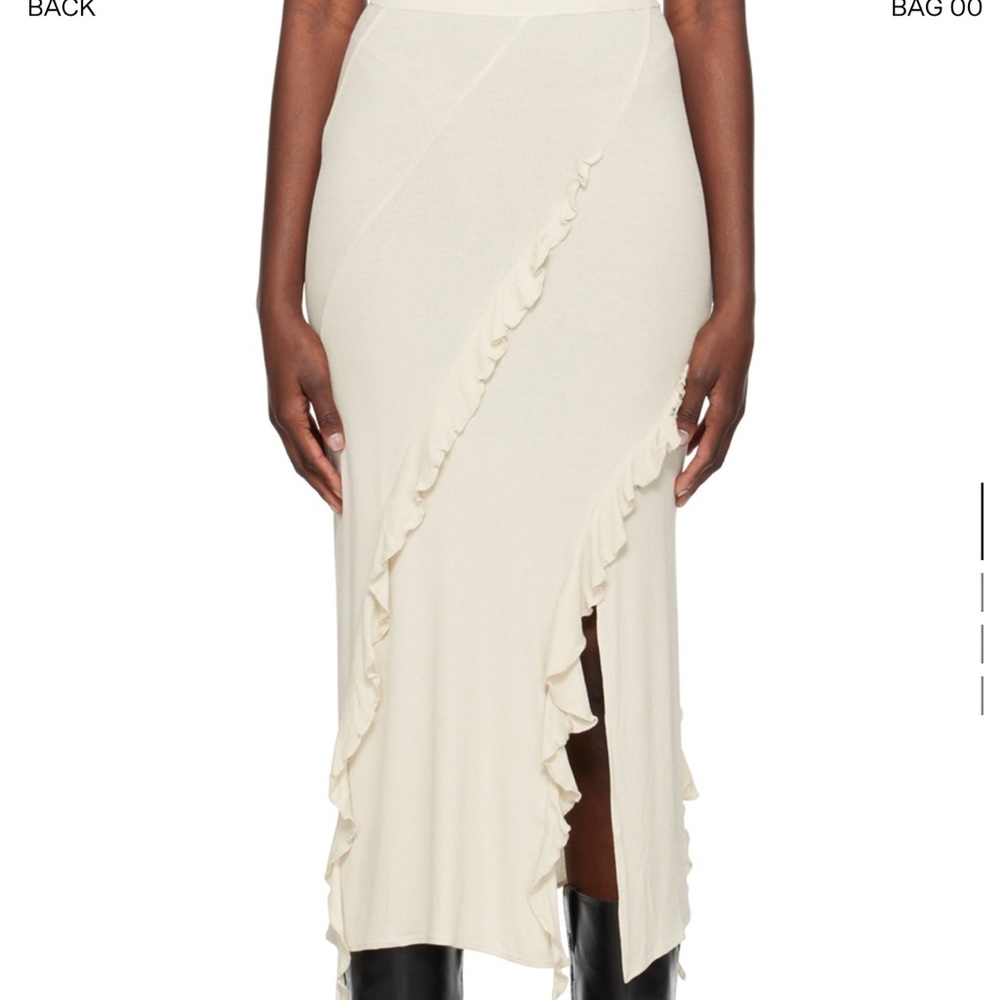 Acne Cream ruffle Midi ribbed Skirt Brand New